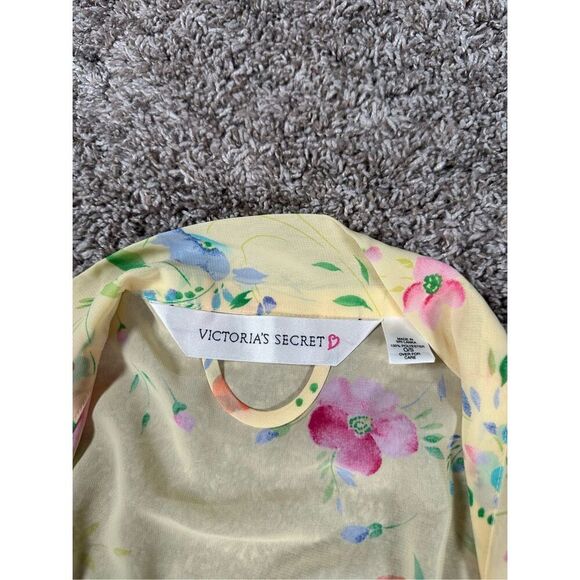 Vintage Victoria’s Secret Sheer Open Robe Yellow Floral Print Delicate Womens OS - Picture 4 of 11